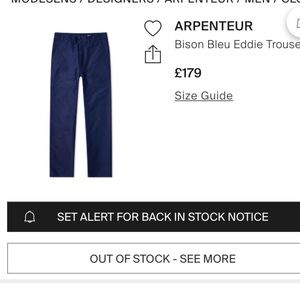 Arpenteur Moleskin French work pants. Vibrant blue.